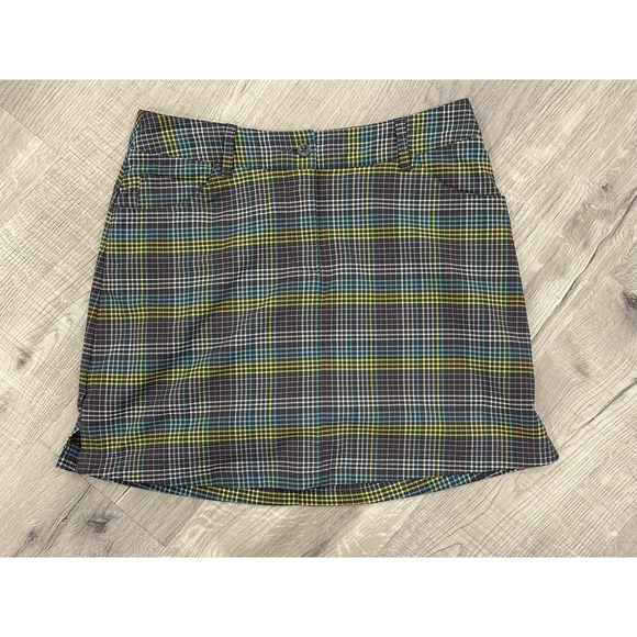 Slazenger Pants - Slazenger Women's Golf Pickleball Skort  Size 2 Plaid Yellow Blue Gray